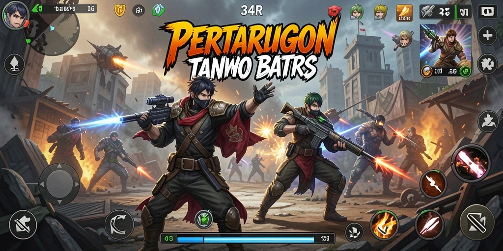 Screenshot utama 34R menampilkan aksi pertarungan yang mendebarkan.