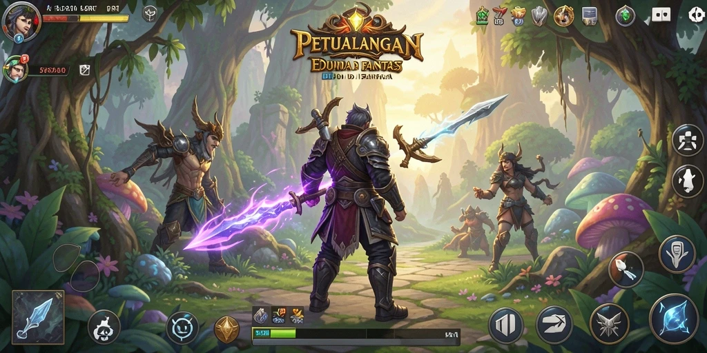 Tangkapan layar 5RT menampilkan pertempuran epik dalam dunia fantasi.