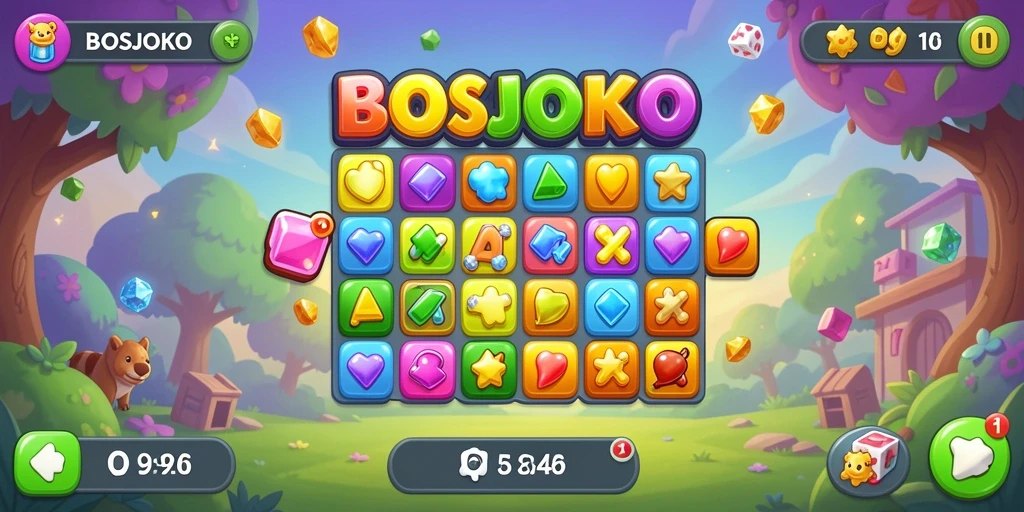 Tampilan gameplay <strong>BOSJOKO</strong> yang penuh warna dan menarik.