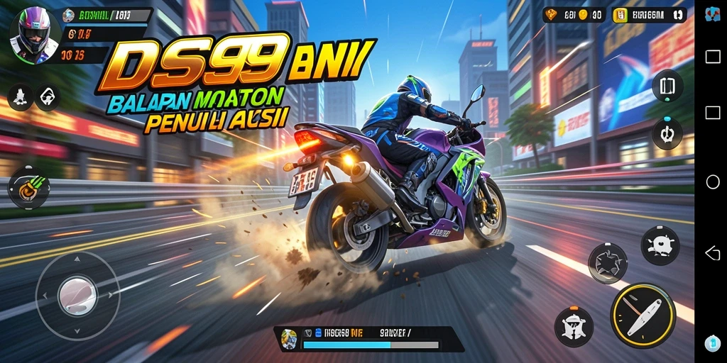 Tampilan gameplay balapan motor yang seru dan menantang di DS99.