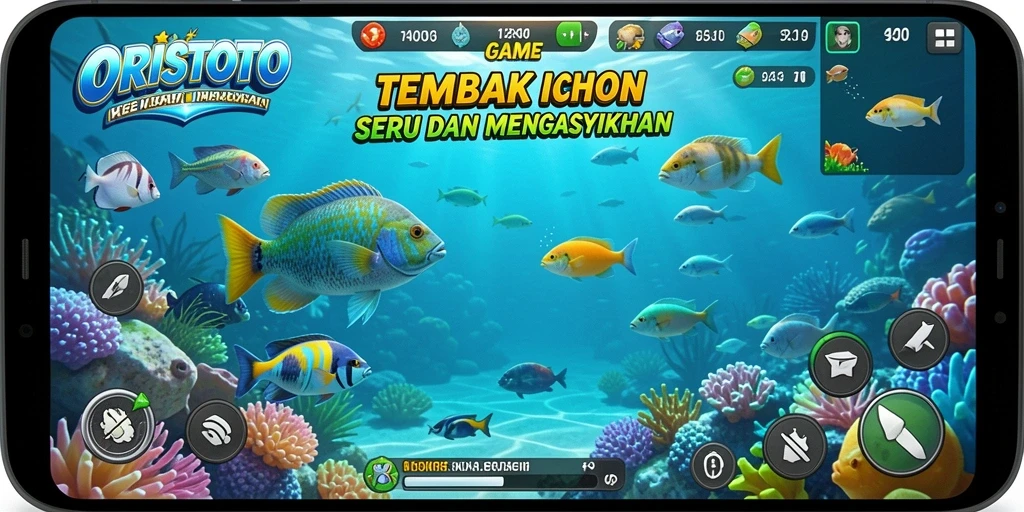 Tampilan gameplay Tembak Ikan yang mendebarkan di ORISTOTO.