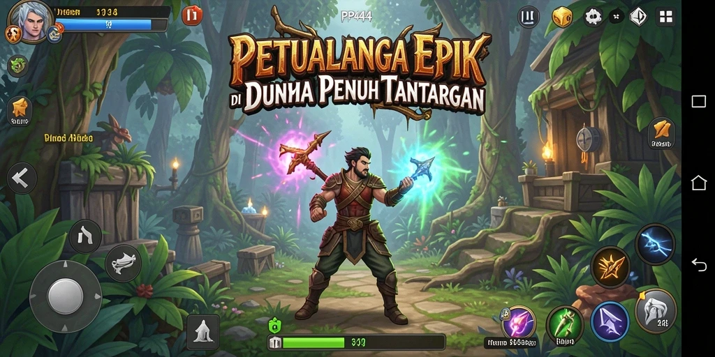 Tampilan gameplay PP444 yang mendebarkan dalam suasana petualangan.