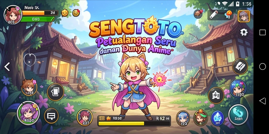 Screenshot gameplay SENGTOTO yang menarik dengan karakter Anime yang dinamis.